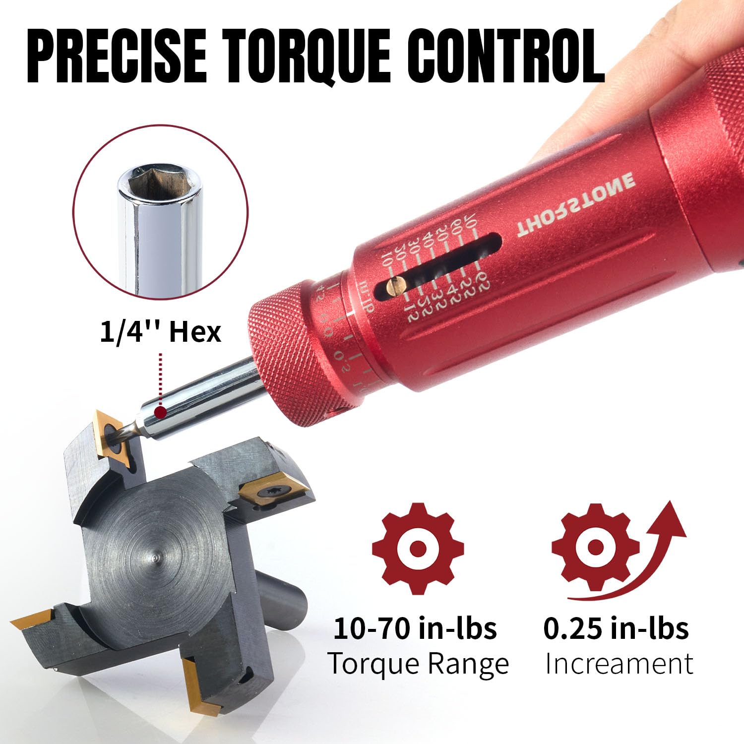 Thorstone 1/4" Torque Screwdriver Wrench Set | 10 to 70 Inch-Pounds | 40 Interchangeable S2 Bits