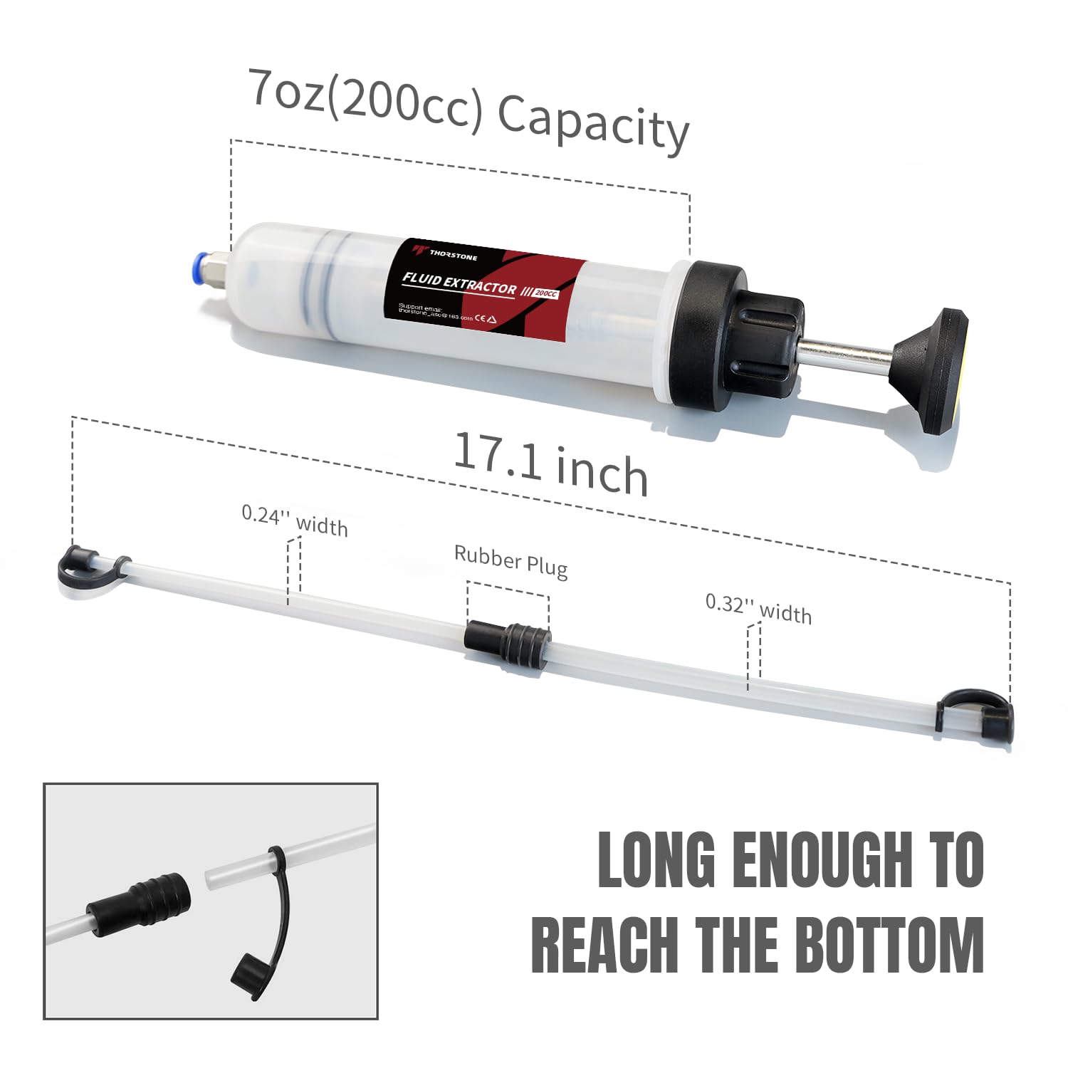 200 CC Manual Fluid Extractor Pump, Oil Change Syringe with Hose