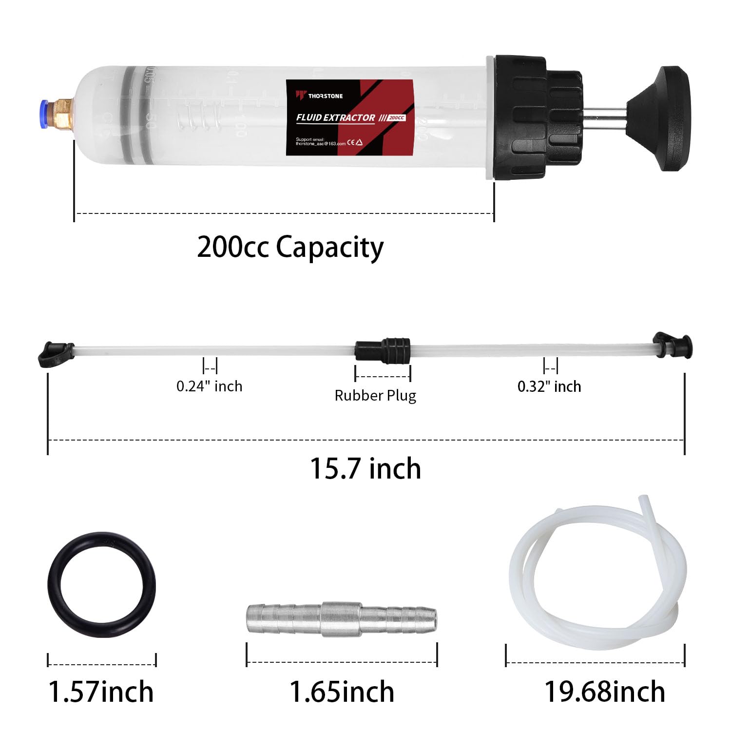 200CC Manual Fluid Extractor Pump, Oil Change Syringe with Long Rubber Hose