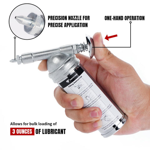 Thorstone Bicycle Push-Type Mini Grease Gun Kit | One Handed Operation | Needle Nozzle Easily Grease Small Fittings