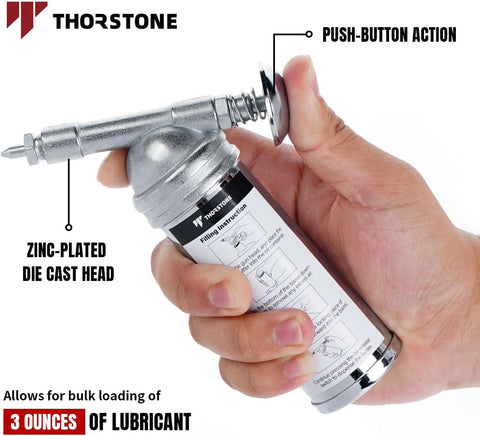 Thorstone Bicycle Push-Type Mini Grease Gun | One Handed Operation | Needle Nozzle Easily Grease Small Fittings