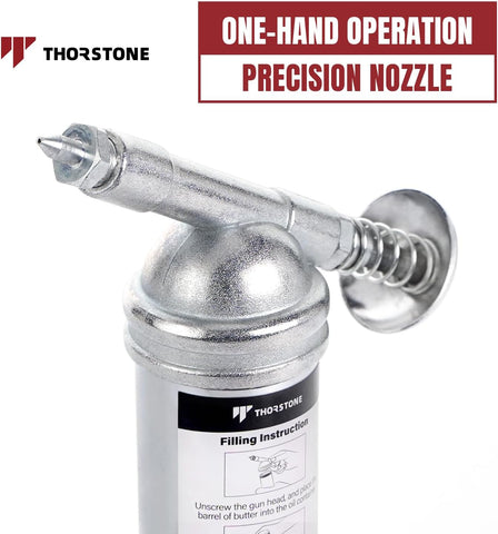 Thorstone Bicycle Push-Type Mini Grease Gun | One Handed Operation | Needle Nozzle Easily Grease Small Fittings