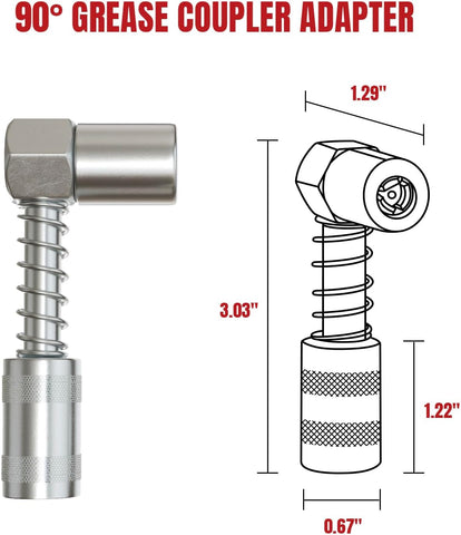 Thorstone 7000PSI Heavy Duty Pistol Grip Grease Guns Set With 90 Degree Grease Coupler